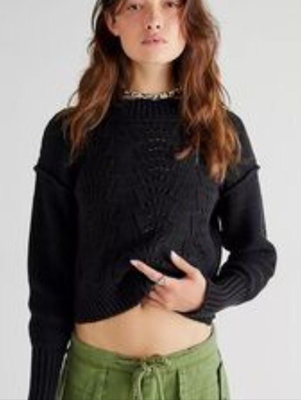 Free People Black Bell Song Pullover Sweater Size S